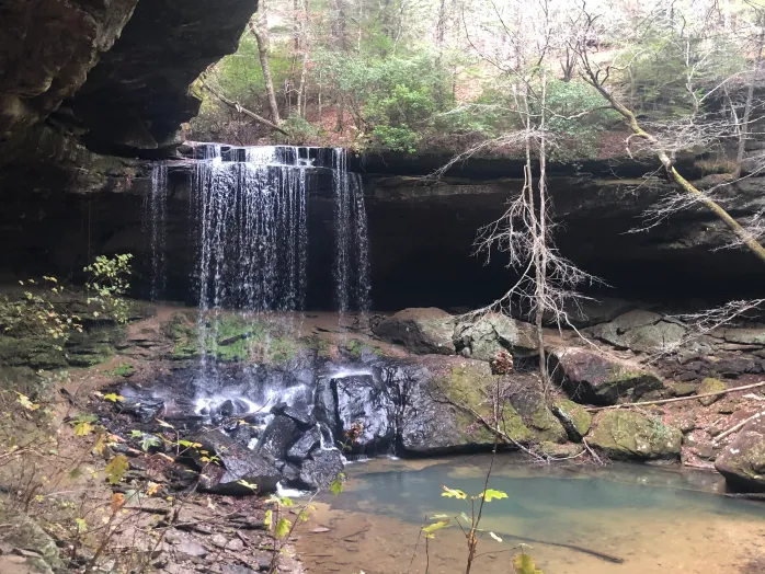 Sougahoagdee Falls dropping into a forest pool